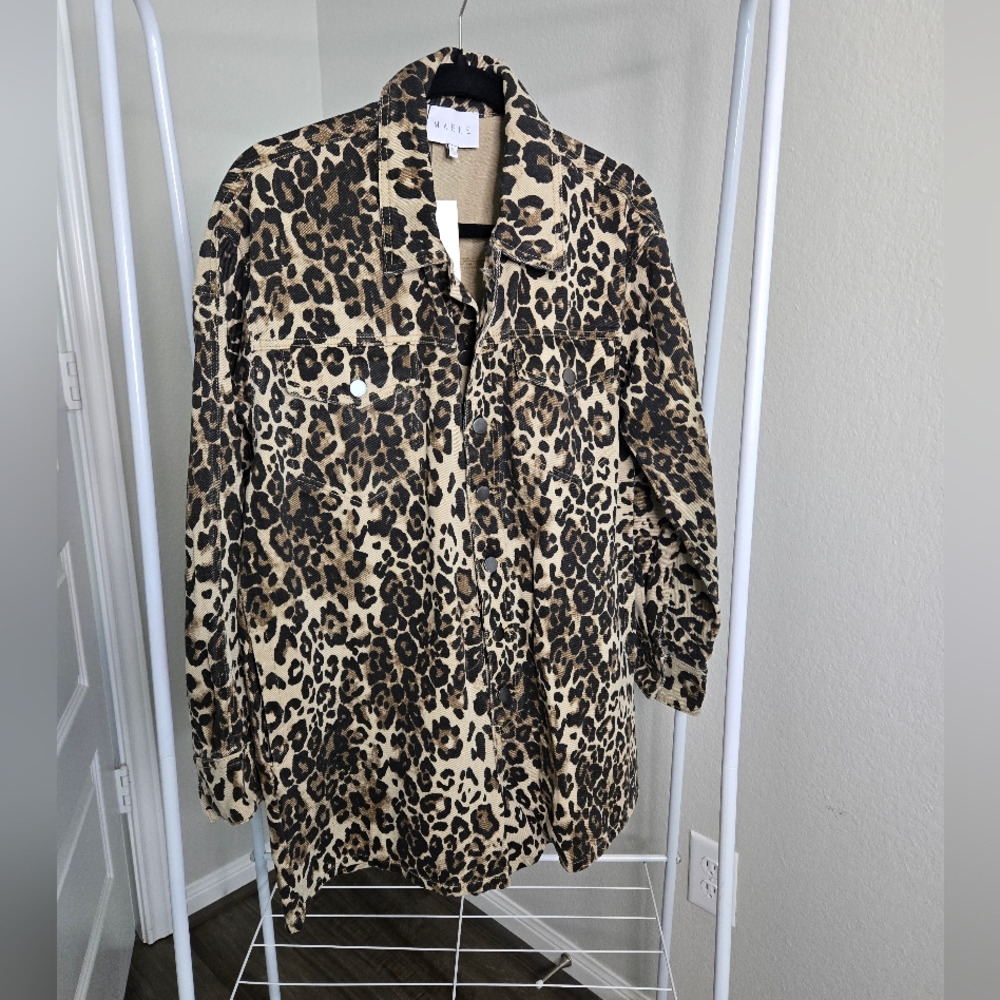 Mable Leopard Print Denim Romper